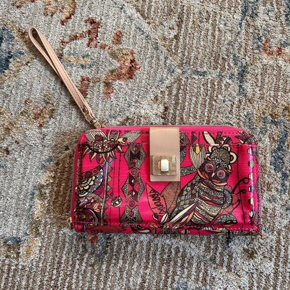 Sakroots Pink and Brown Floral Wristlet - Picture 3 of 8
